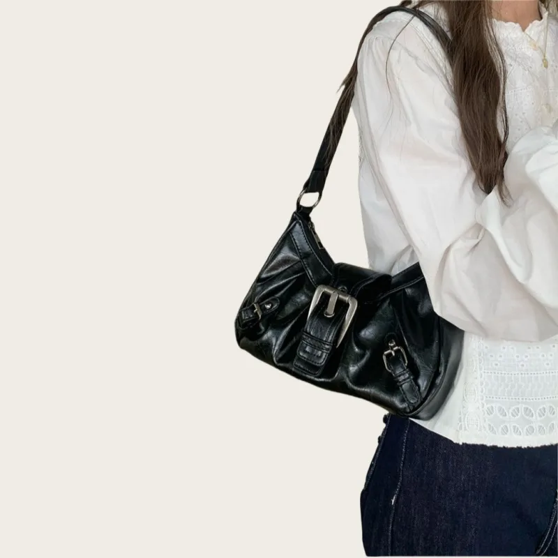 

Women's Vintage Biker Wasteland Inspired Armpit Bag 2025 New French Elegant Chic Versatile Handbag Shoulder Bag