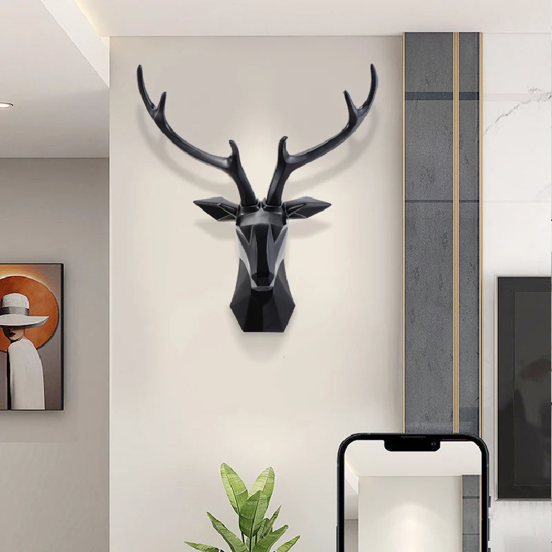 Luxurious Deer Head Wall Hanging Creative Living Room Background Wall Decoration Pendant Simple Porch Aisle Home Wall Decoration