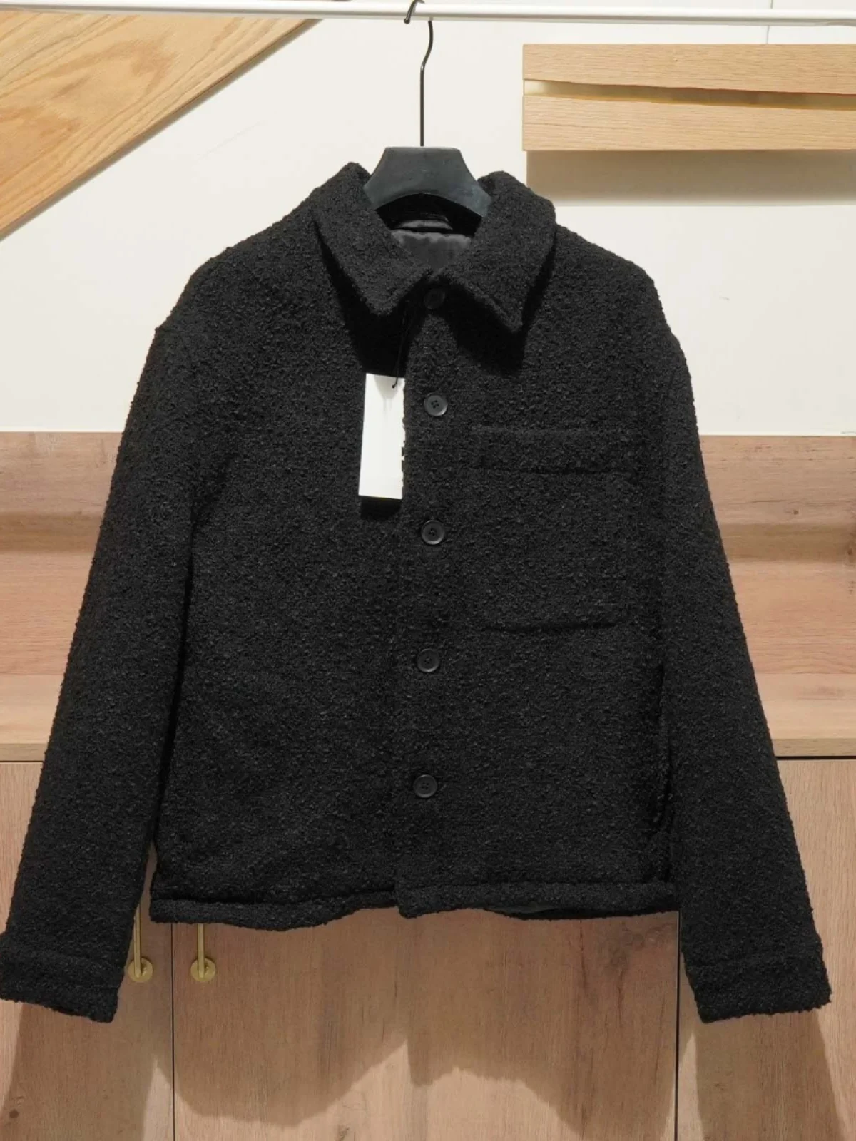 メンズウール混紡ジャケット 黒 L M XL