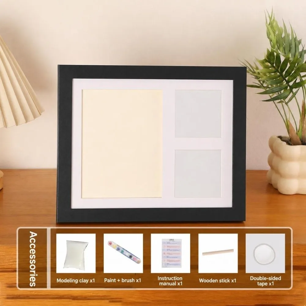 DIY Pet Paw Print Kit Frame Wooden Photo Display