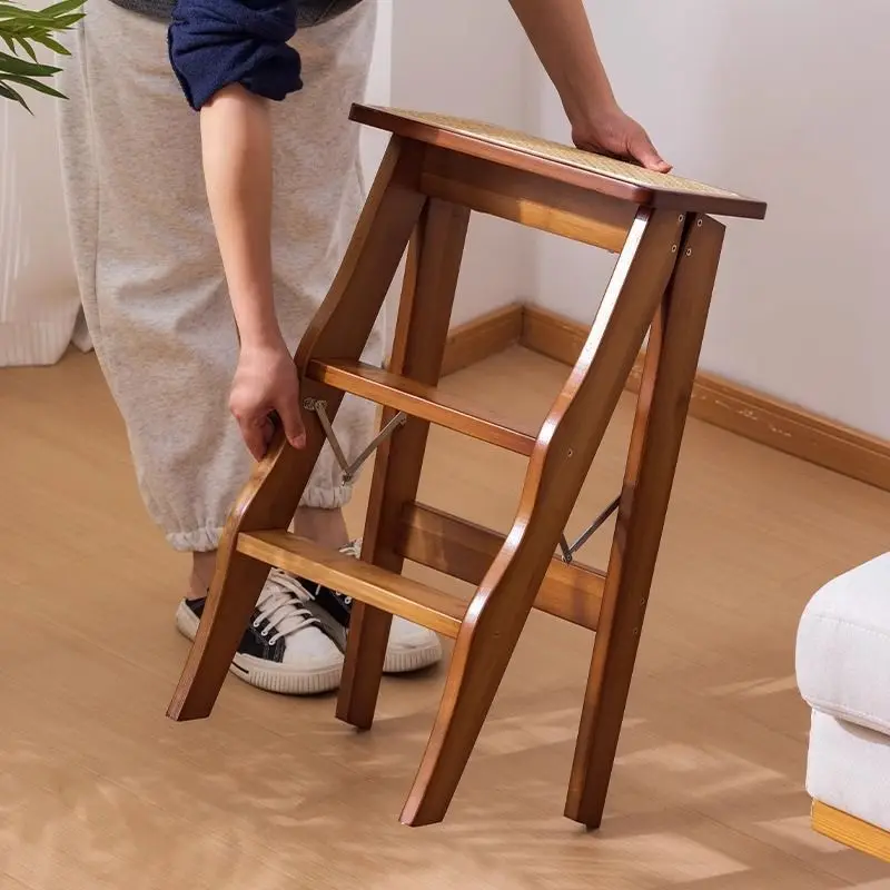 

Nanzhu folding ladder stool climbing stool shoe changing stool dual-purpose kitchen three-step ladder bar stool small ladder