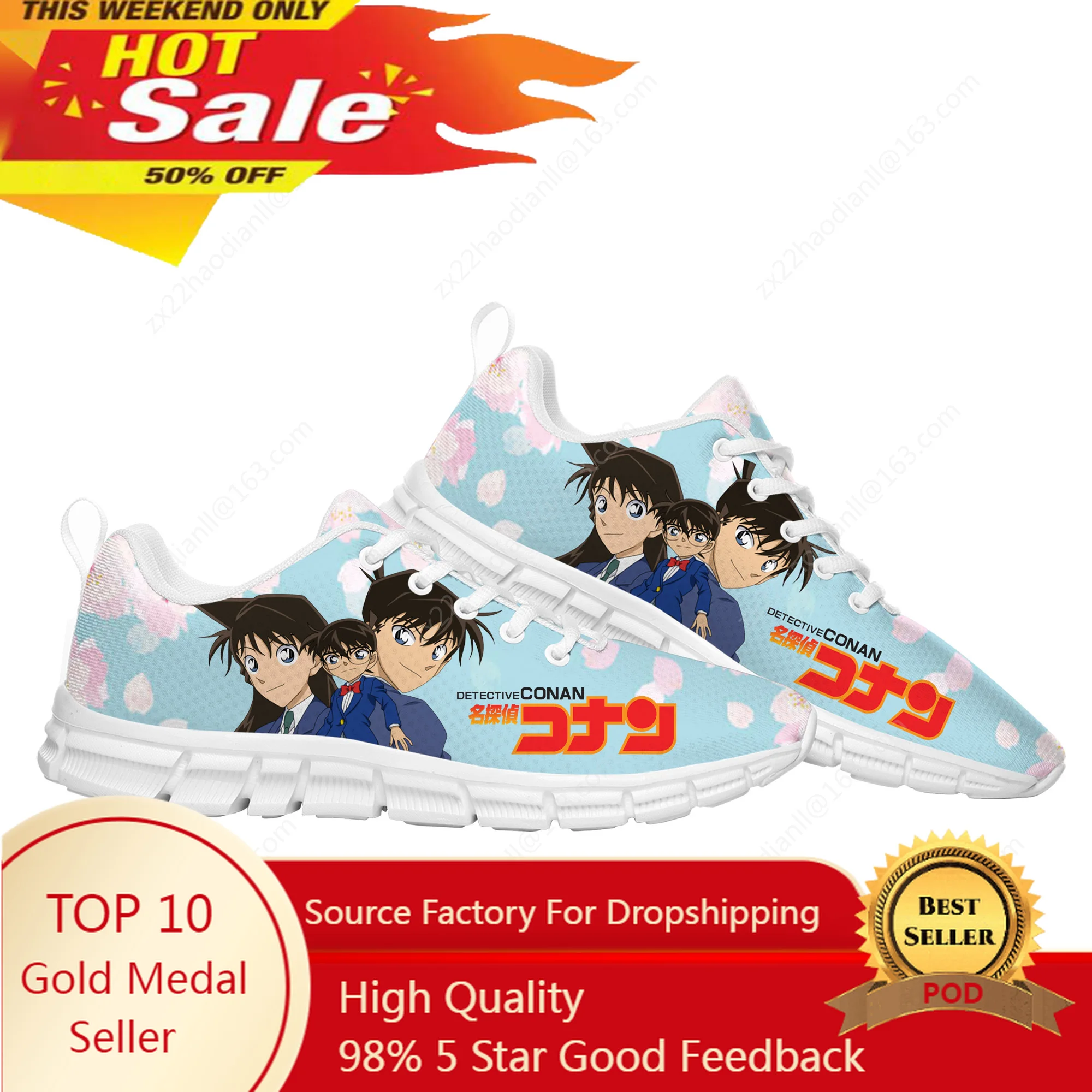 

Detective Conan Cartoon Sports Shoes Mens Womens Teenager Kids Children Sneakers Custom High Quality Sneaker Couple White Shoe