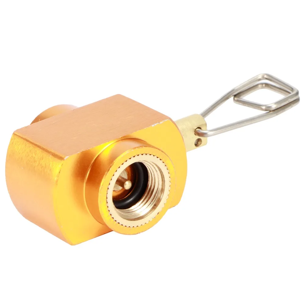 Brass Alloy Gas Refill Adapter Gold Hexagonal Body Fuel Transfer Valve Threaded Connector Pull-Ring Handle Canister Adapter