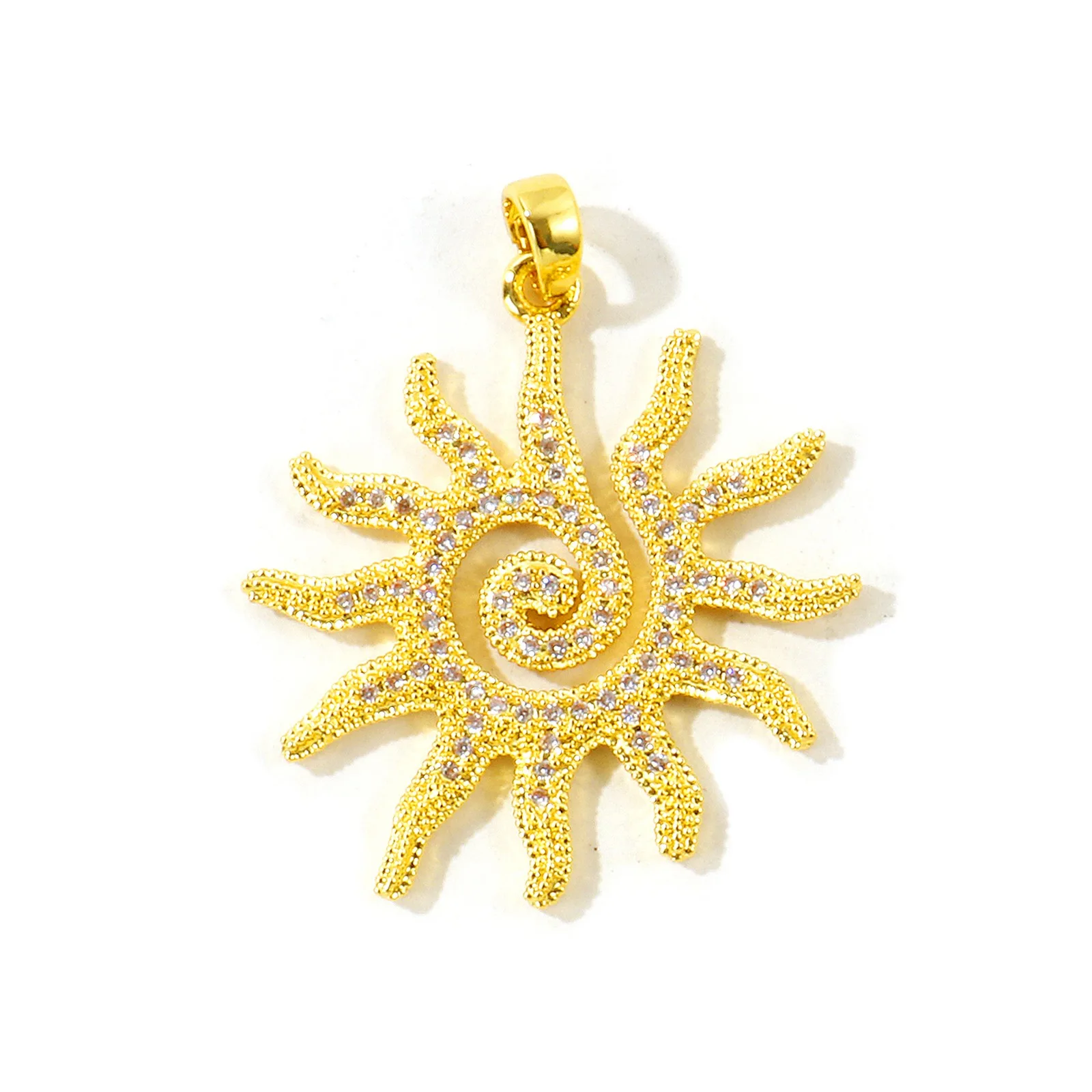 2 Stück Kubische Zirkonia Galaxie-Anhänger Sonne Stern Messing 18K Vergoldet Anhänger für DIY Halskette Armband Schmuckherstellung Großhandel – Detail 3