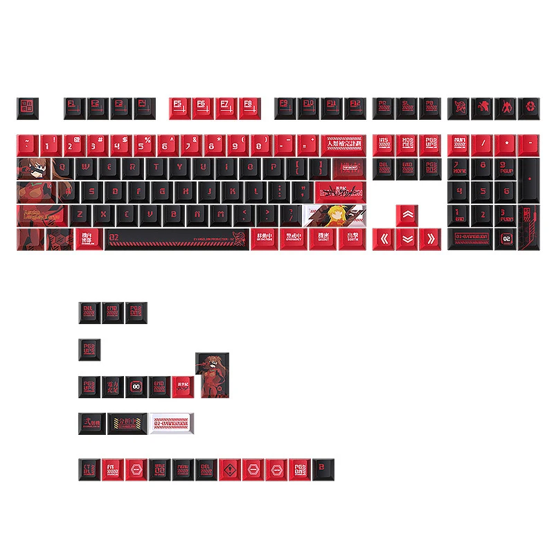 Asuka black and red keycaps, dye-sublimated, original factory profile, small complete set132Key customizationPBT