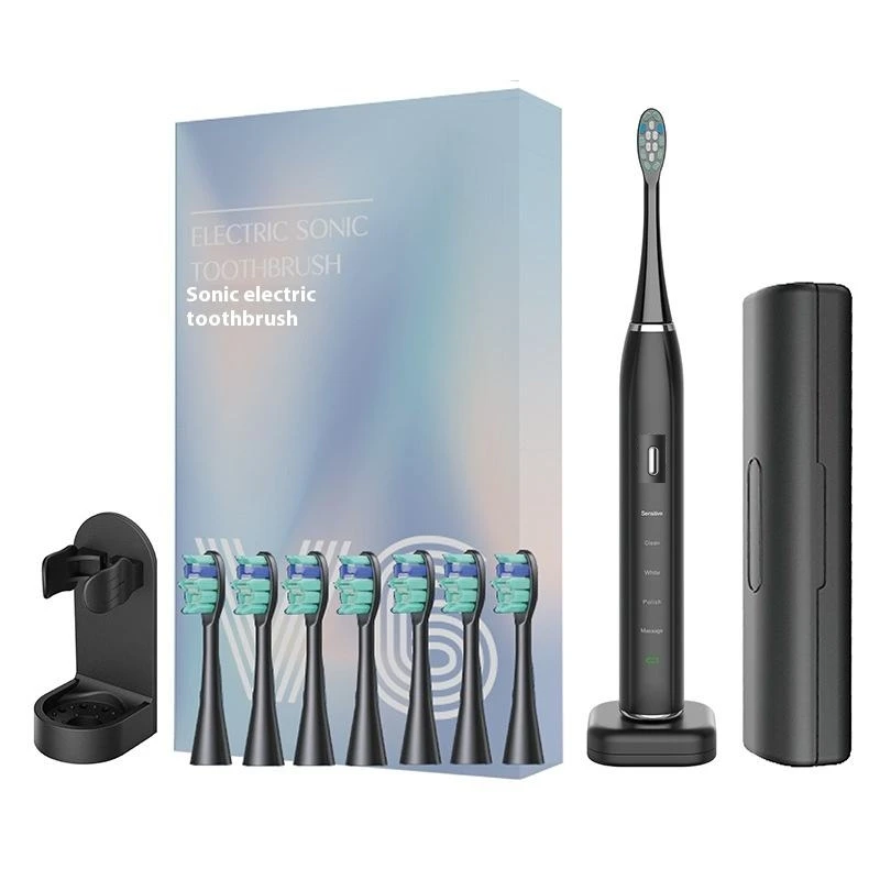 

Sonic Electric Adult Toothbrush Rechargeable With 8 Replacement Brush Heads 5 Modes and 2 Minute Intelligent Timer