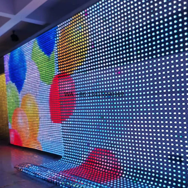 

IP67 Waterproof Flexible LED Video Curtain Outdoor Building Background Foldable Transparent Led Mesh Display Screen