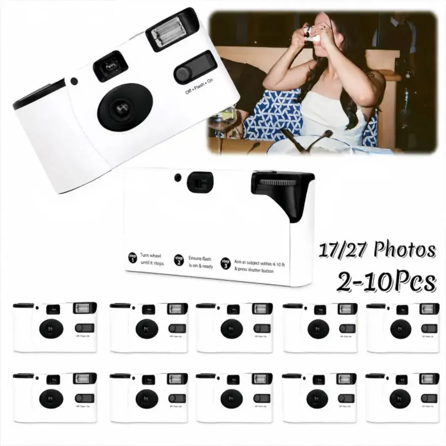 

5-10PCS White Disposable Cameras for Wedding Guest Favors Photo Props Disposable Camera Bulk 17 Photos / 27 Photos