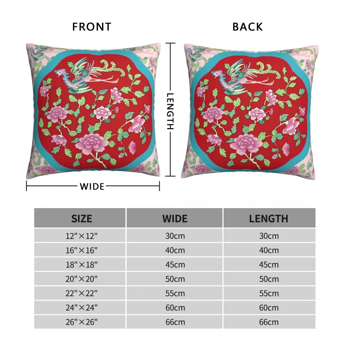 Red PERANAKAN PLATE Pillowcase Polyester Linen Velvet Pattern Zip Decor Throw Pillow Case Room Cushion Cover 45x45