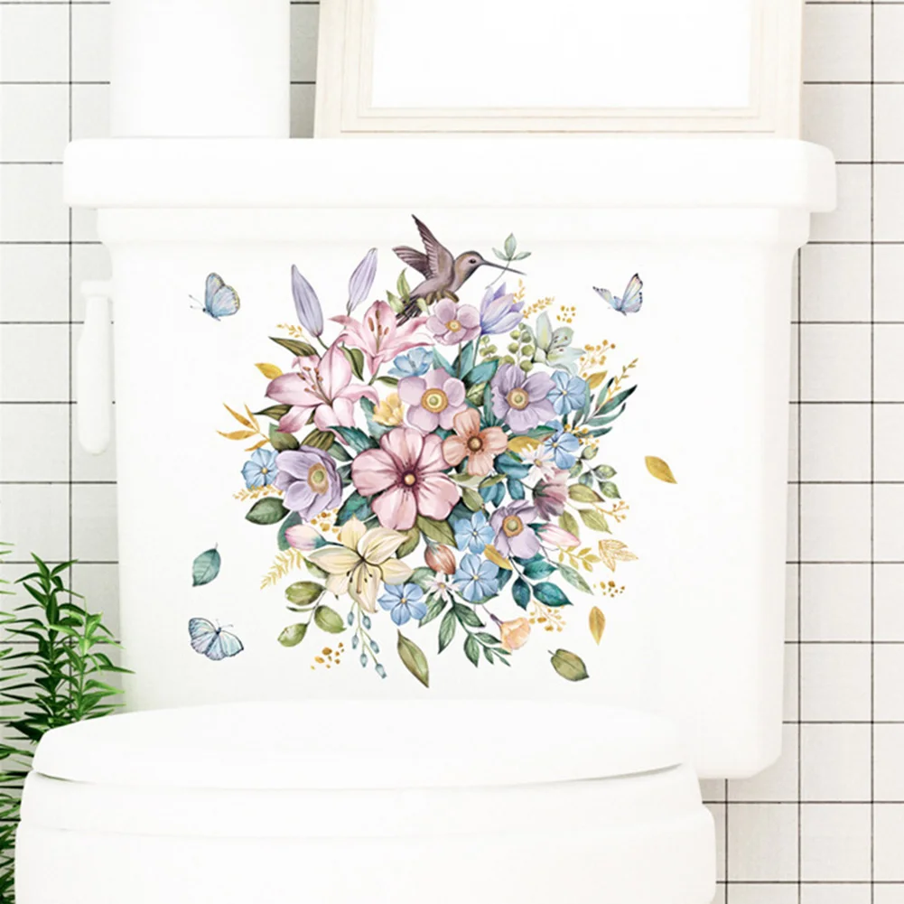 Fashion Lightweight New Replacement Beautiful Wall Sticker Flower Toilet Stickers Art Decal Harmless Home Decor