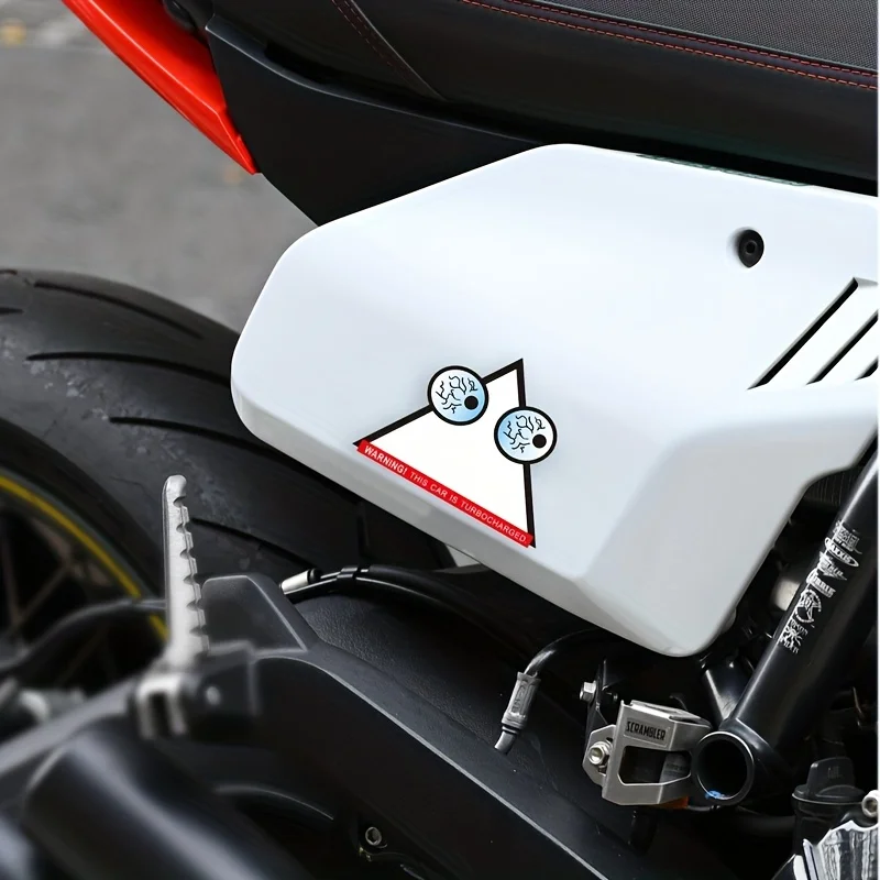 1PC Unique Turbocharged Warning Decal, Brainy Eyes Look, Suitable for Turbo Car, Motorcycle & Racing Gear