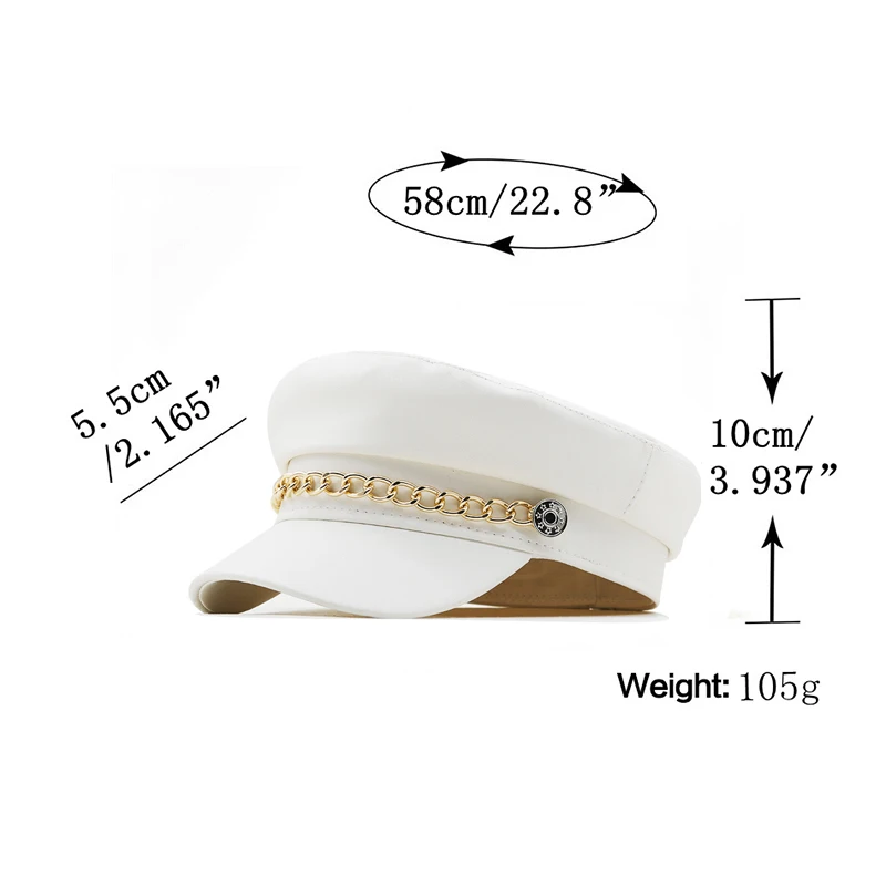 Autumn Winter Chain white Military Berets for Women Female Flat Army Cap Salior Hat Girl Travel Berets Ladies Painters Cap