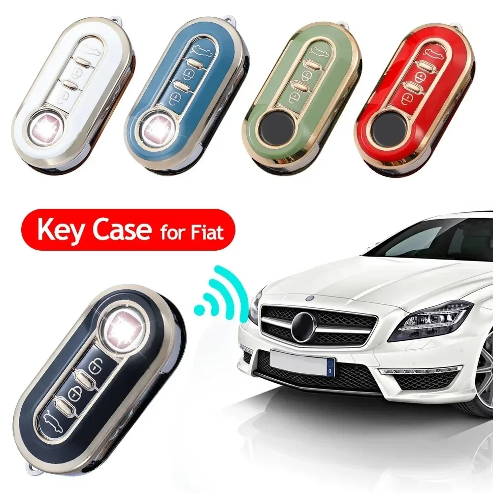 3-Tasten-Schlüsselgehäuse für FIAT 500 Ducato Panda Punto 500L Lancia Musa, TPU Smart Auto Schlüsselanhänger Zubehör