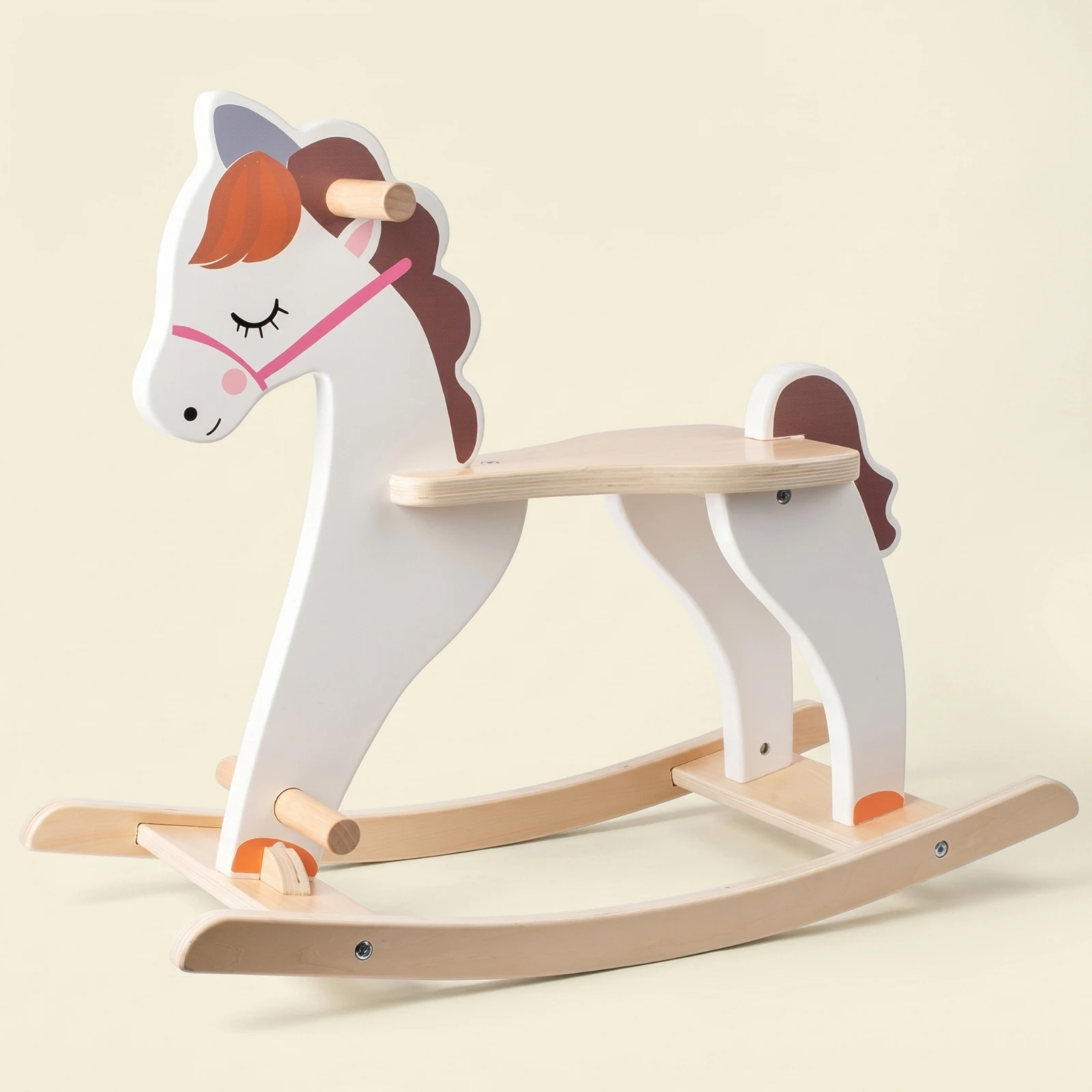 Wooden Rocking Horse Classic Rocking Horse Mount-on Toy NordicStyle Rocker Sturdy for Toddlers, Playroom, Nursery