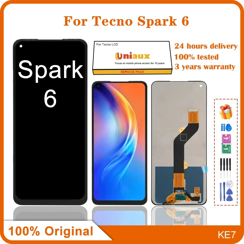 

Для Tecno Spark 6, ЖК-экран мобильного телефона в сборе, замена сенсорной ЖК-панели