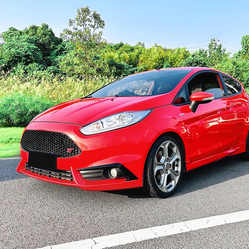 For Ford Fiesta ST MK6 2012-2017 Front Bumper Spoiler Fog Lamp Cover Air Knife Splitter Body Kit Carbon Fiber look/ Glossy black view 5