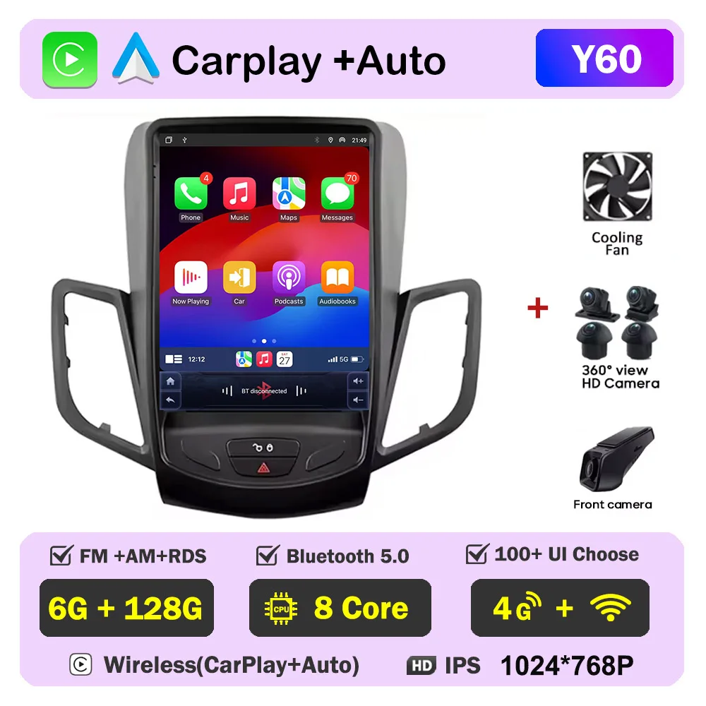 9.7"car Radio For Ford Fiesta MK 6 Ford Fiesta MK 7 2008 - 2019 Carplay Android Auto GPS Navigation Stereo Multimedia Player image 3