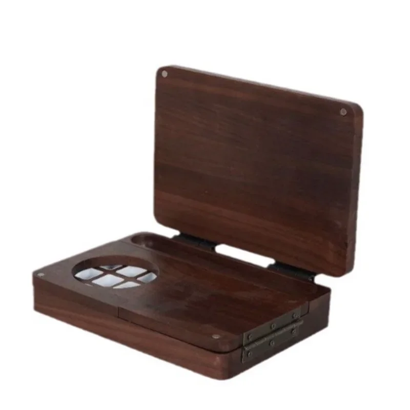 

Wooden folding watercolor paint box, solid wood 24-color palette
