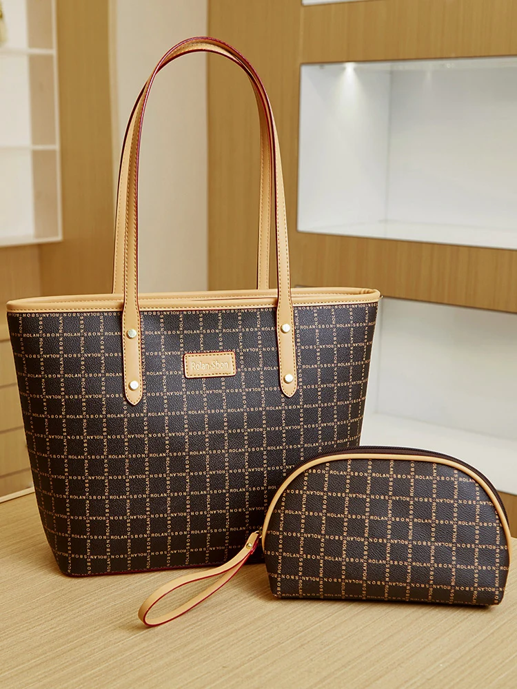 

New 2024 Genuine Leather Women's Tote Handbag Large Middle-Aged Mom Bag 38 Sections Gift Bag Modern Neutral Sle Daily Use