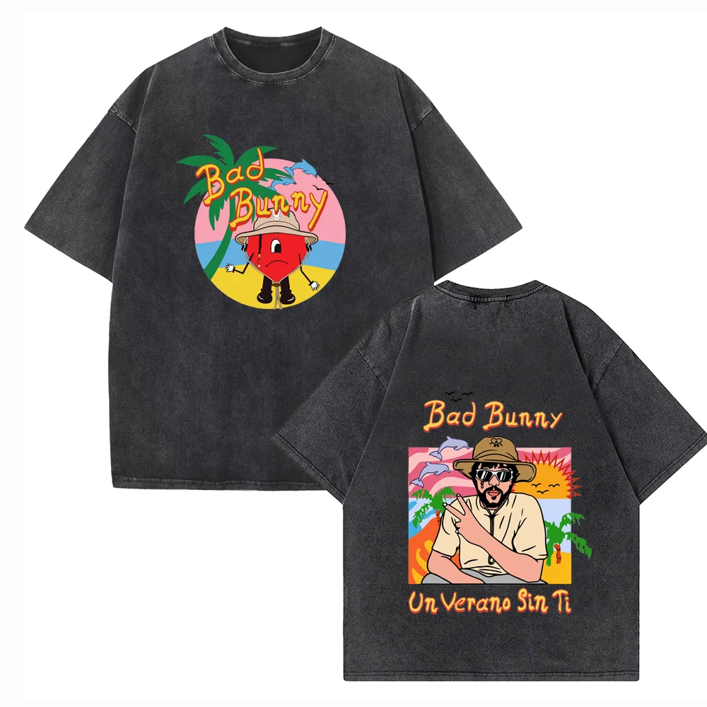 Un Verano Sin Ti Bad Bunny 2024 Shirts Vintage Harajuku Summer  Unisex O-Neck Short Regular  Sleeve Cotton T-Shirts Printing