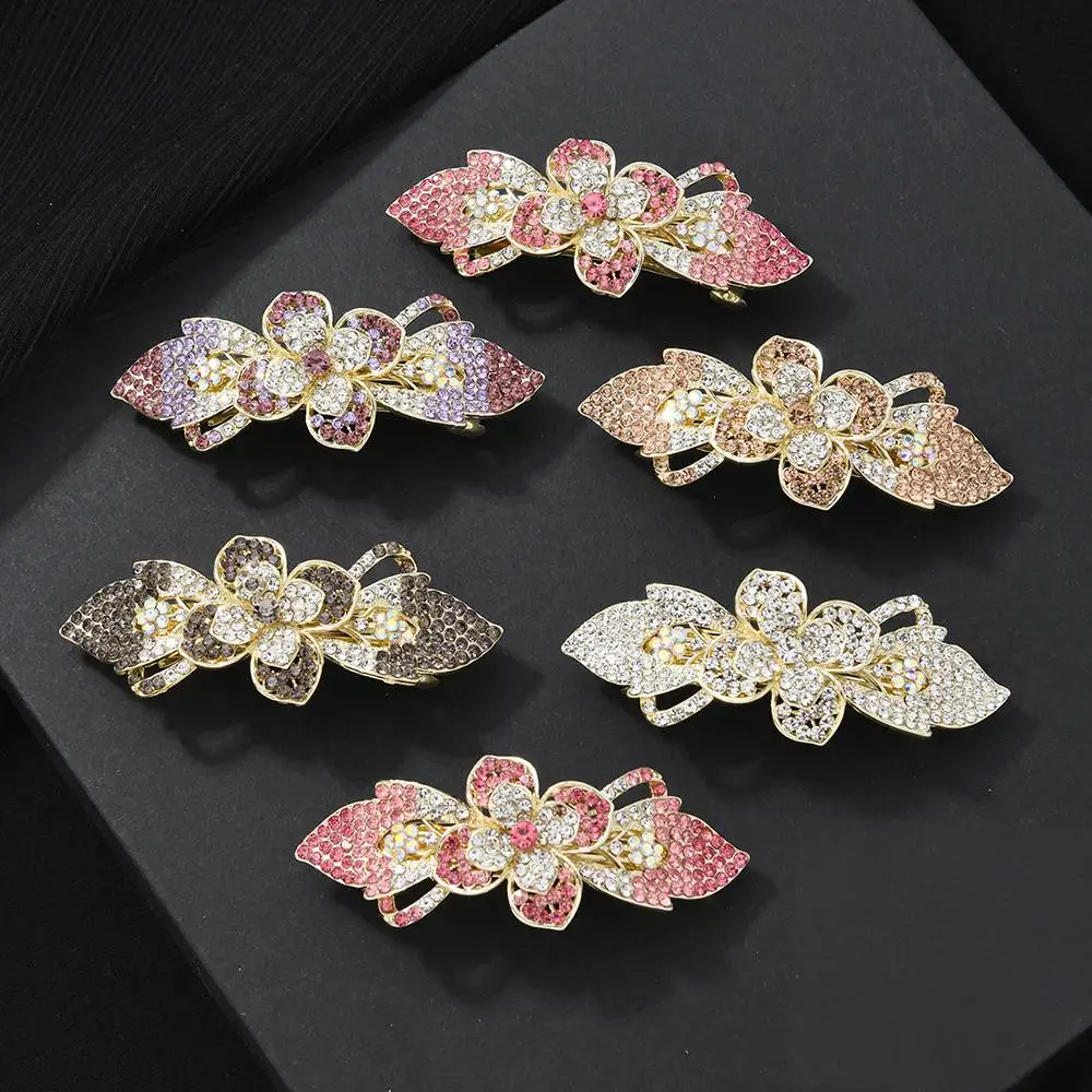 

Creative Full diamond 4-leaf flower hair clip, a classic colorful accessory for hair, spring hair clip and hair accessory