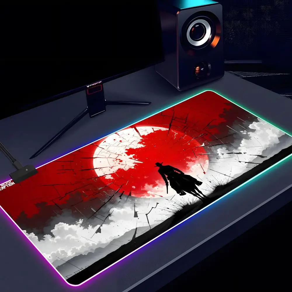 Red Dead Redemption 2 Mouse Pad RGB Rubber Antislip Keyboard Pad 40x90cm Mousepad Gaming Accessories XXL Office Computer Mat view 3