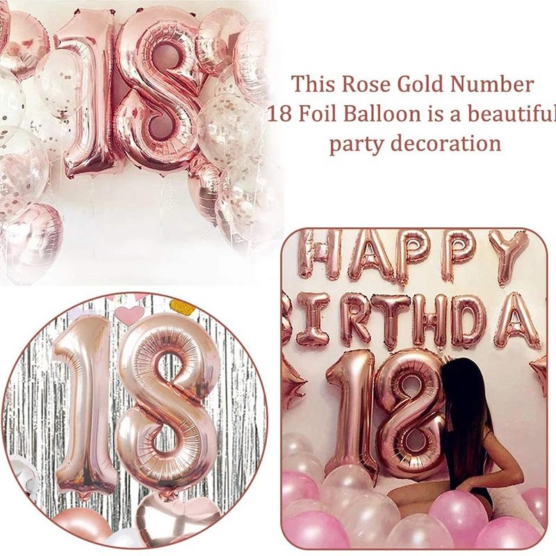 

Mylar Foil Helium Balloon With Rose Gold Aluminum Numbers 40 Inch For Wedding Birthday Party Wall Decorations