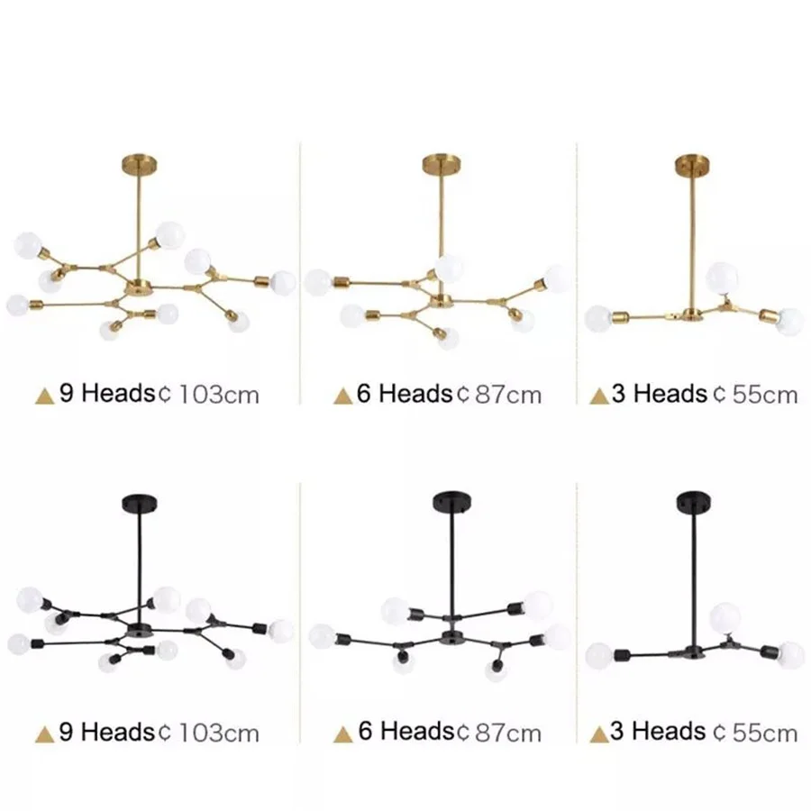 Plafonnier LED rotatif au design moderne, luminaire décoratif d'intérieur, composé de 3 ou 6/9 têtes, idéal pour un salon, une salle à manger, une chambre à coucher ou une cuisine, E27