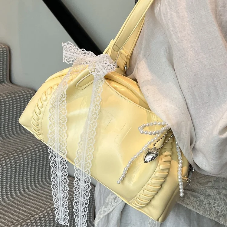 

Женская повседневная сумка через плечо большой вместимости, студенческая сумка с подвеской, корейский дизайн, сумка Y2K для девушек