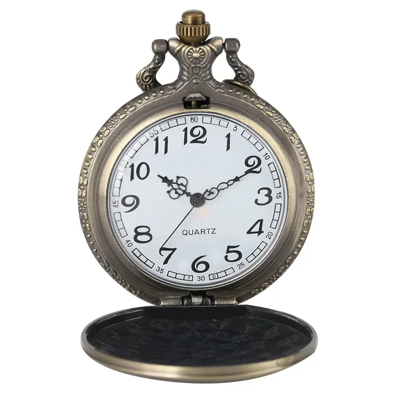 Steampunk Engraved Russian Coin Design Full Hunter Men Women Quartz Pocket Watch Necklace Pendant Chain Timepiece Gift