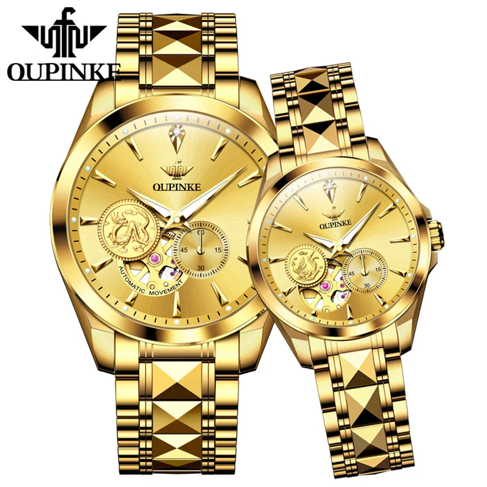 

OUPINKE 3260 Luxury Brand Automatic Mechanical Watch Elegant Lover Gift True Diamond True Gold Men's and Women's Fashion Watch