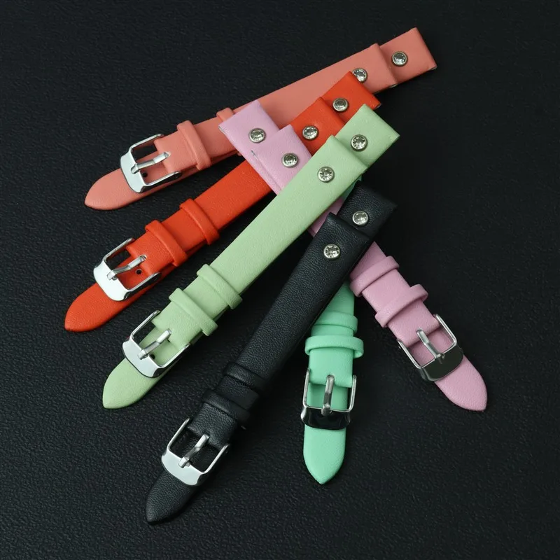 عالية الجودة لينة رقيقة جدا الجلود حزام ساعة اليد استبدال ل 8 مللي متر 10 مللي متر 12 مللي متر 14 مللي متر 16 مللي متر العالمي مقاوم للماء حزام (استيك) ساعة #6