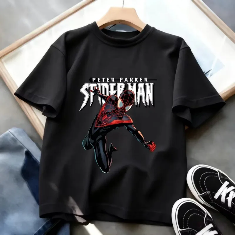 تي شيرت سبايدر مان الجديد للأطفال لعام 2026 يسمح بمرور الهواء بتصميم شبكي مارفل ورقبة دائرية وأكمام قصيرة ملابس يومية #2