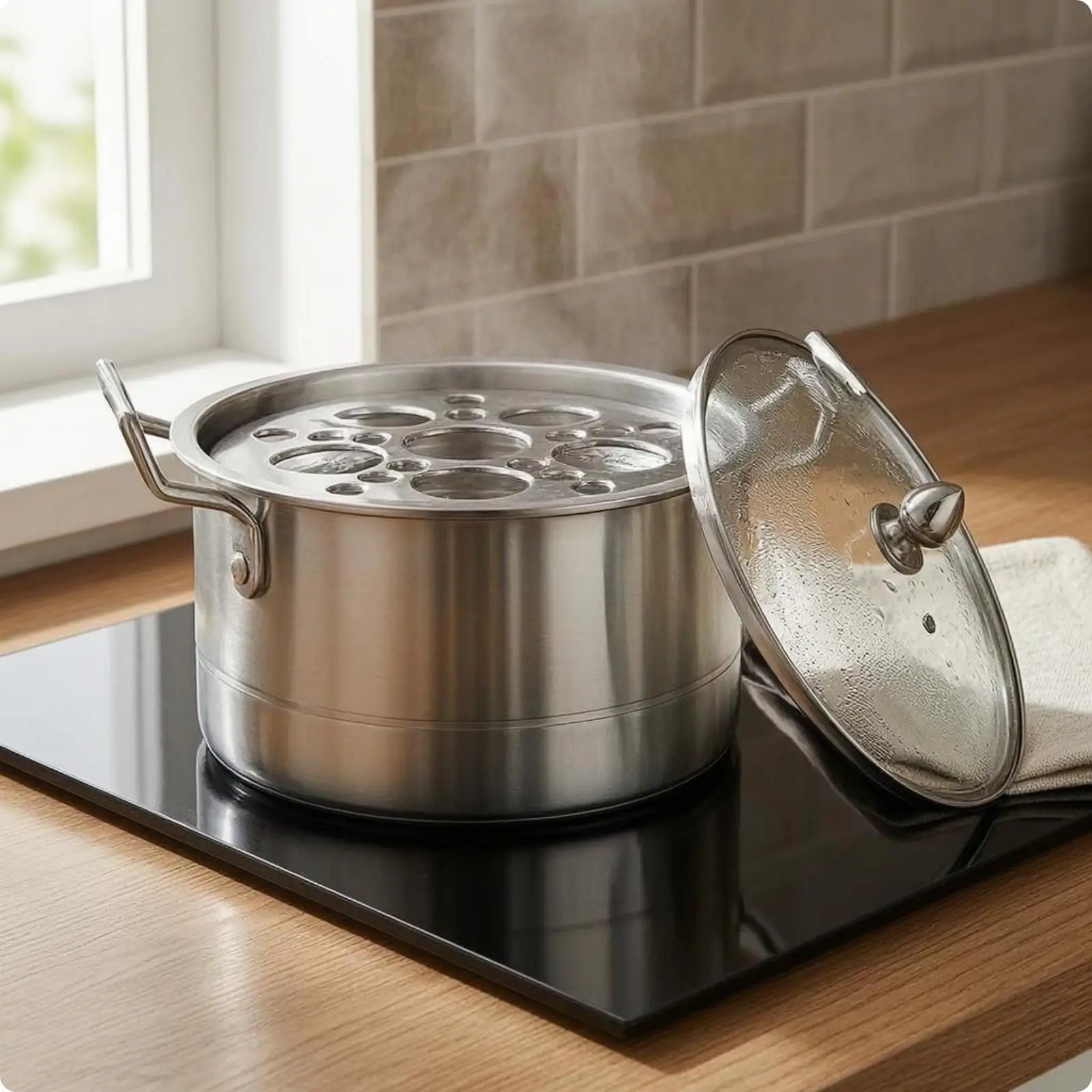 Steaming Insert Pot Compatible with All Cooktops Cookware Induction Ready