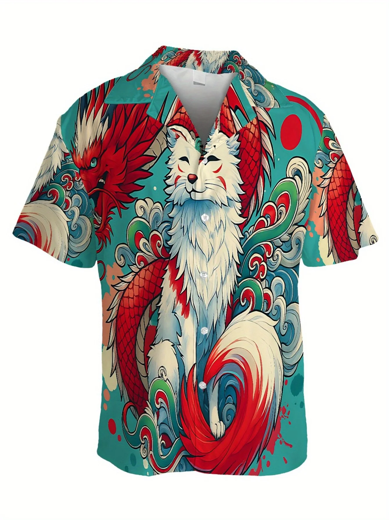 

Men'S Plus Size Graffiti Crown 3D Print Short Sleeve Button-Up Shirt -Casual Summer Vacation Style, Button Closure,