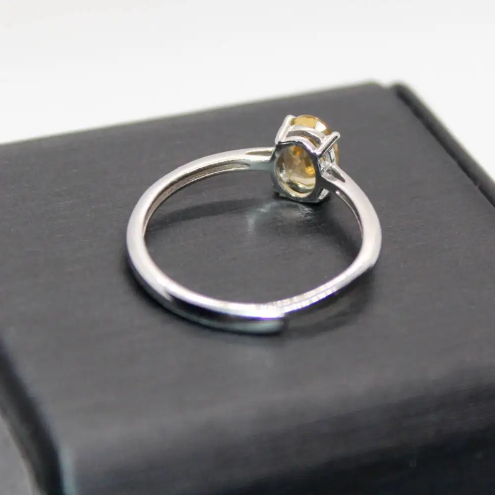 925 sterling silver Approx5*7mm AKAC natural citrine 925 silver adjustable ring