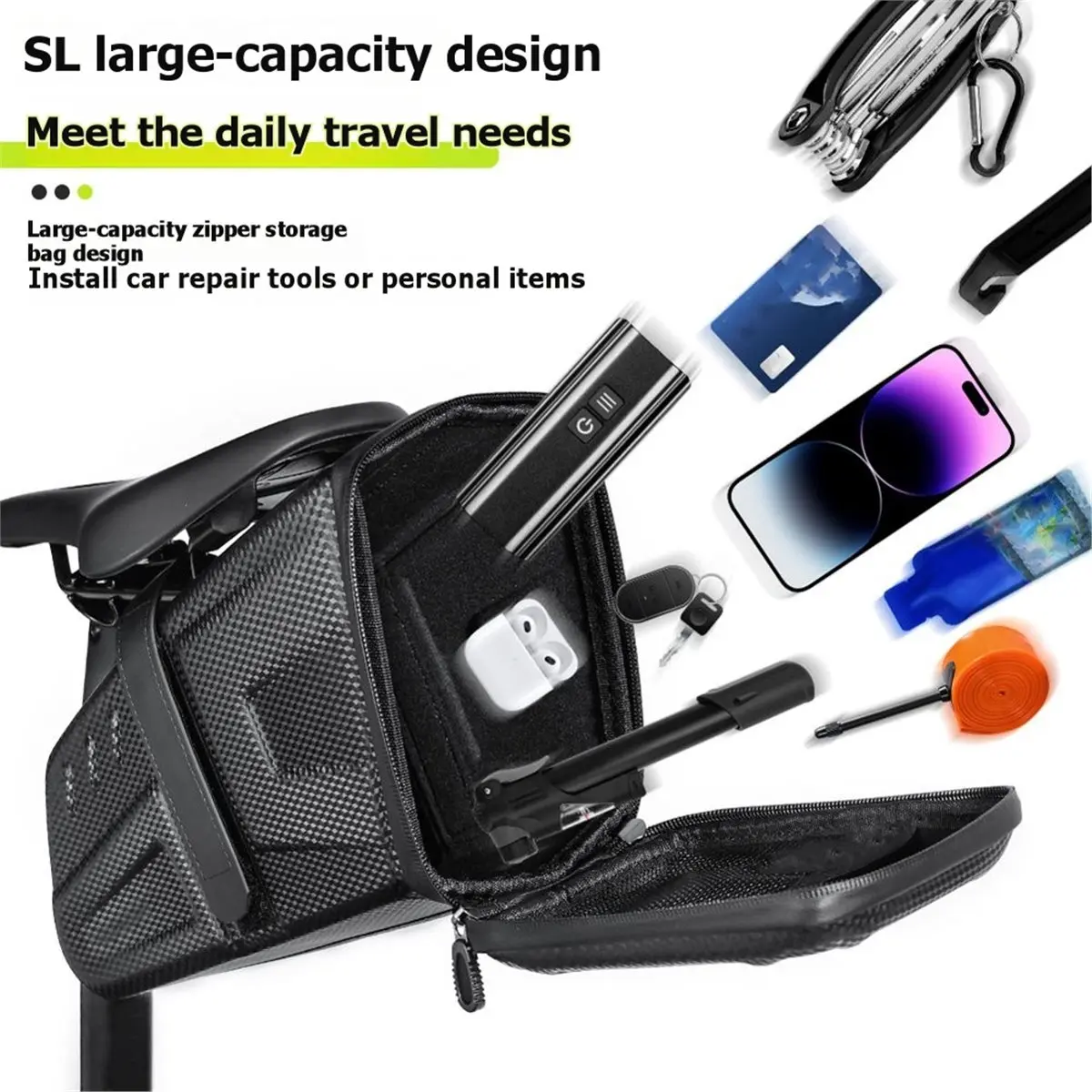 618 Mega Sale Waterproof 5L Bicycle Saddle Bag Bike Saddlebags Large Capacity Cycling Tool Holder Tail Bag Bike Accessories
