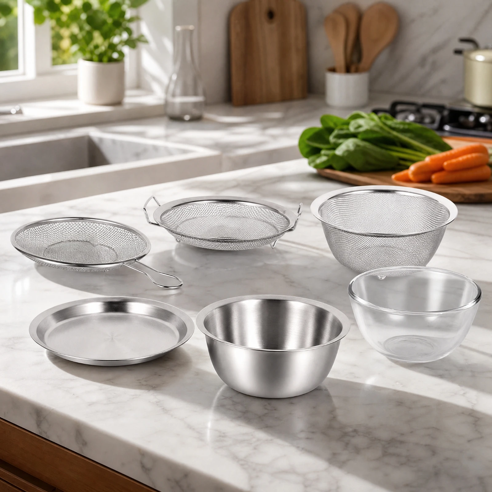 6 Pieces Kitchen Prep Set with Strainers and Bowls Space Saving Nesting Kitchen Prep Set for Home Cooks, Everyday Cooking