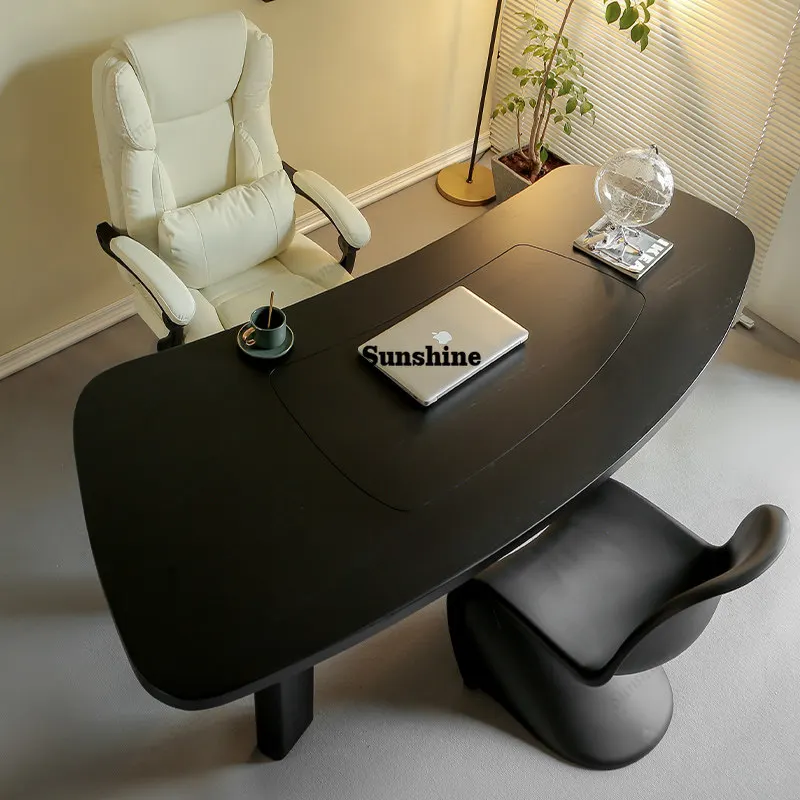 Light luxury modern computer desk special-shaped solid wood desk