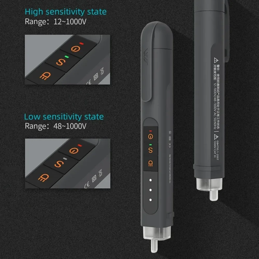 JIMIHOME 12-1000V Electric Test Pen Non-Contract Cordless Electricity Detector Volt Current Electric Test Pencil Electric Sensor