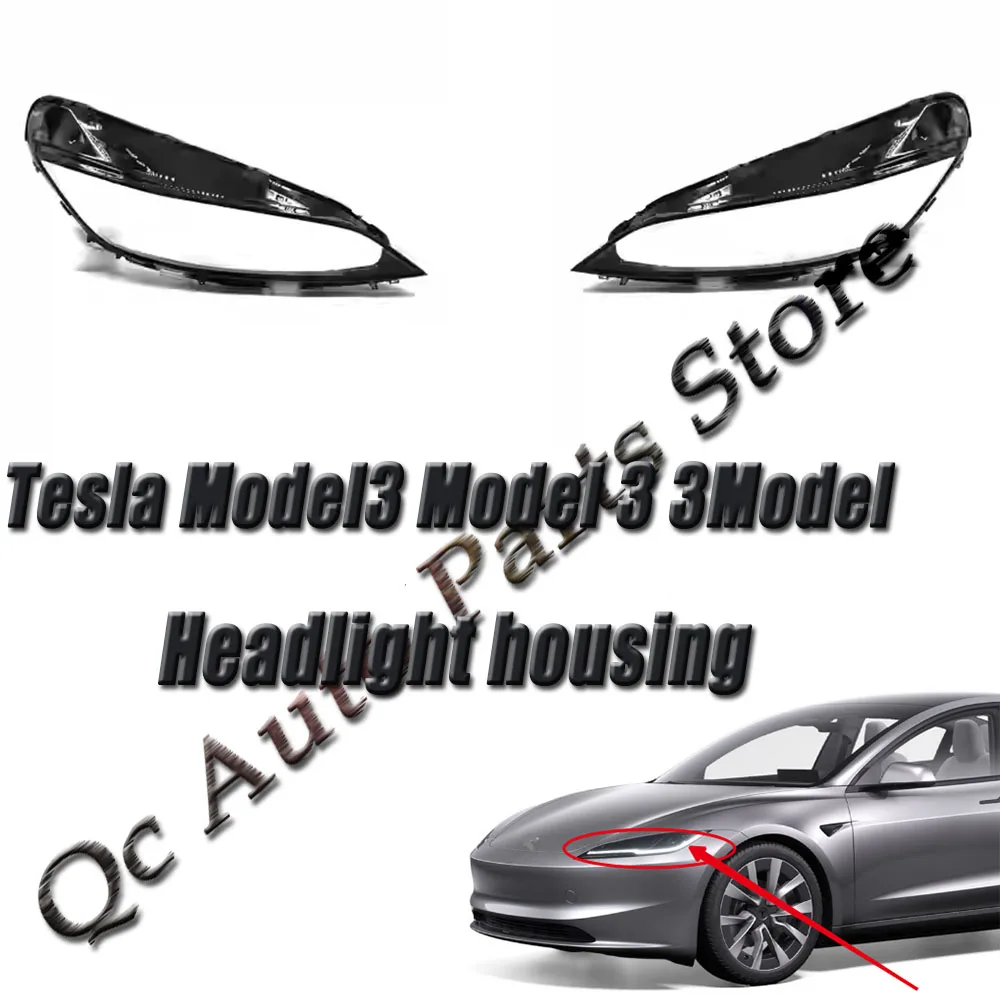 

Front Bumper Headlight Cover Shell Shade For Tesla Model3 Model 3 3Model 2023-2024 Head Lamp Glass Head Light Lens Cover