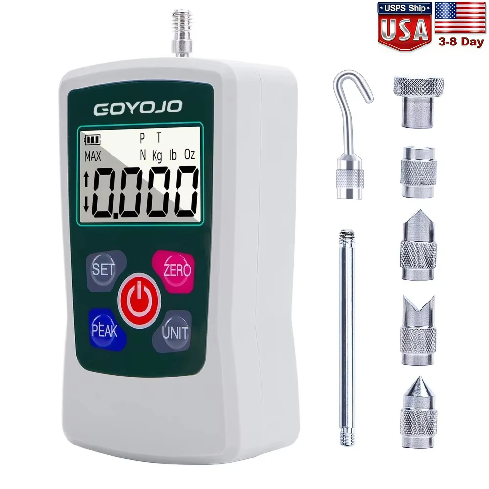 GOYOJO 500N Digital Force Gauge Push Pull Gauge Portable Force Meter with Units N/LB/Kg/Oz, Storage Case, Auto Backlit LCD