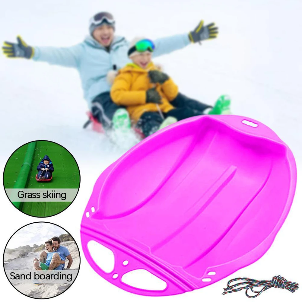 Winter Children Snow Sled Board Outdoor Winter Plastic Skiing Boards Portable Downhill Sleds Winter Toy for Kids Boys Girls