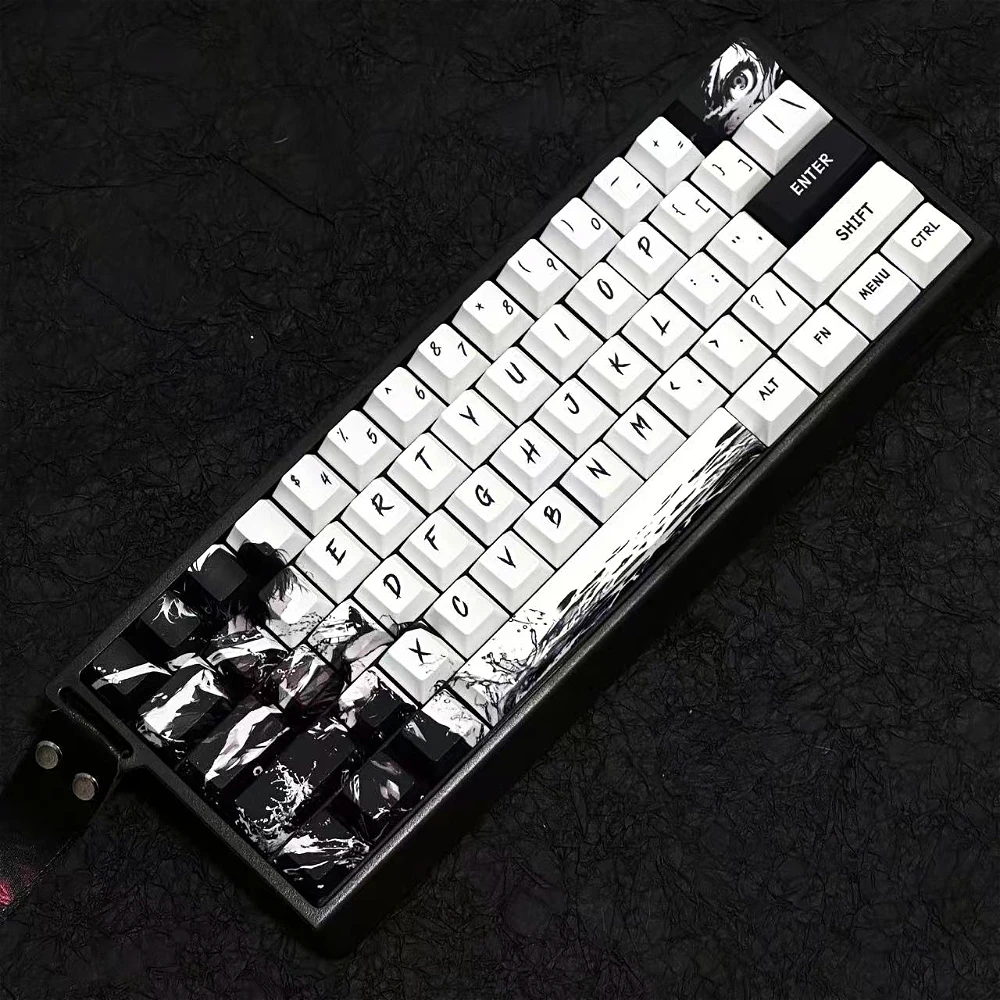 

133 Key Personality Samurai Key Cap PBT Cherry Key Cap Black and White Color Scheme for 60/84/98/108 Mechanical Keyboard