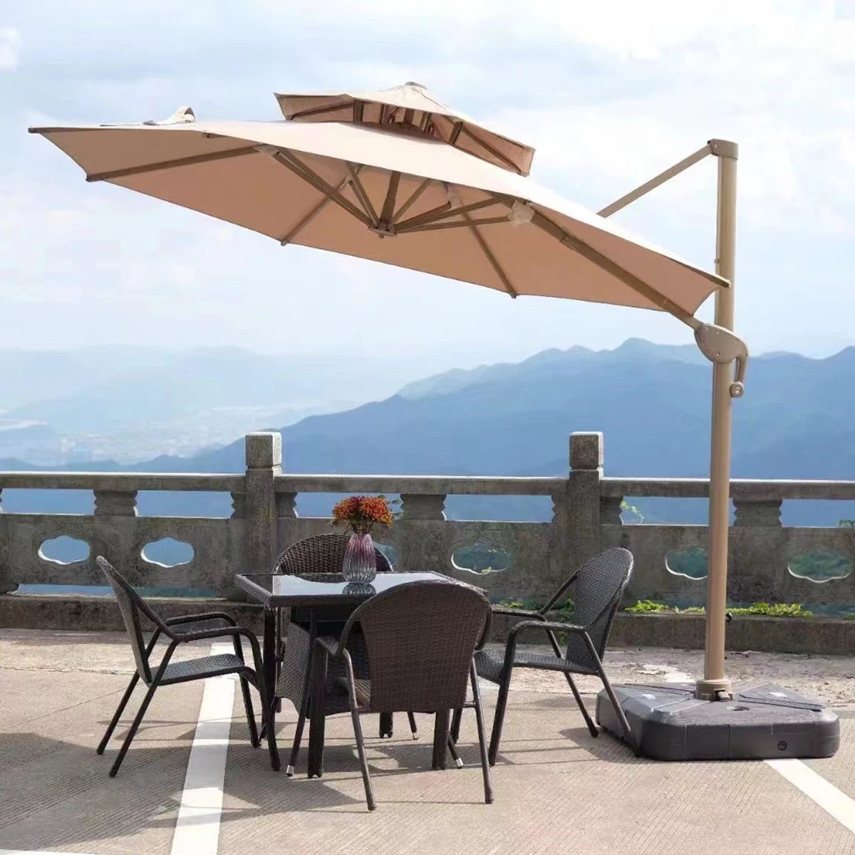 

Diam 2.5m/3m Offset Cantilever Garden Led Umbrella Patio Outdoor Parasol Roman Umbrella