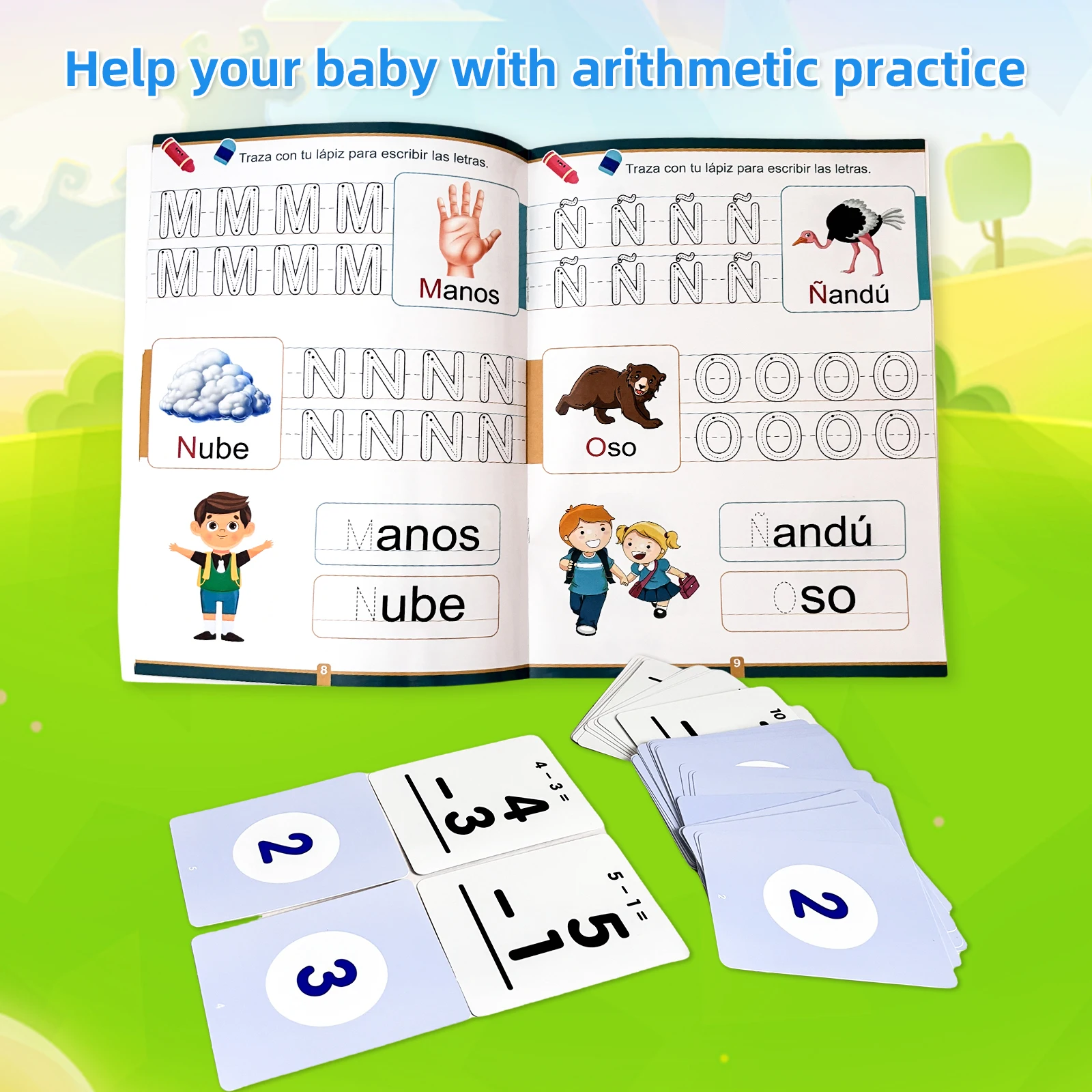 

Моя первая книга с алфавитом, детская обучающая книга с стираемым алфавитом + набор карточек с вычитанием, карточки по математике просветительского языка