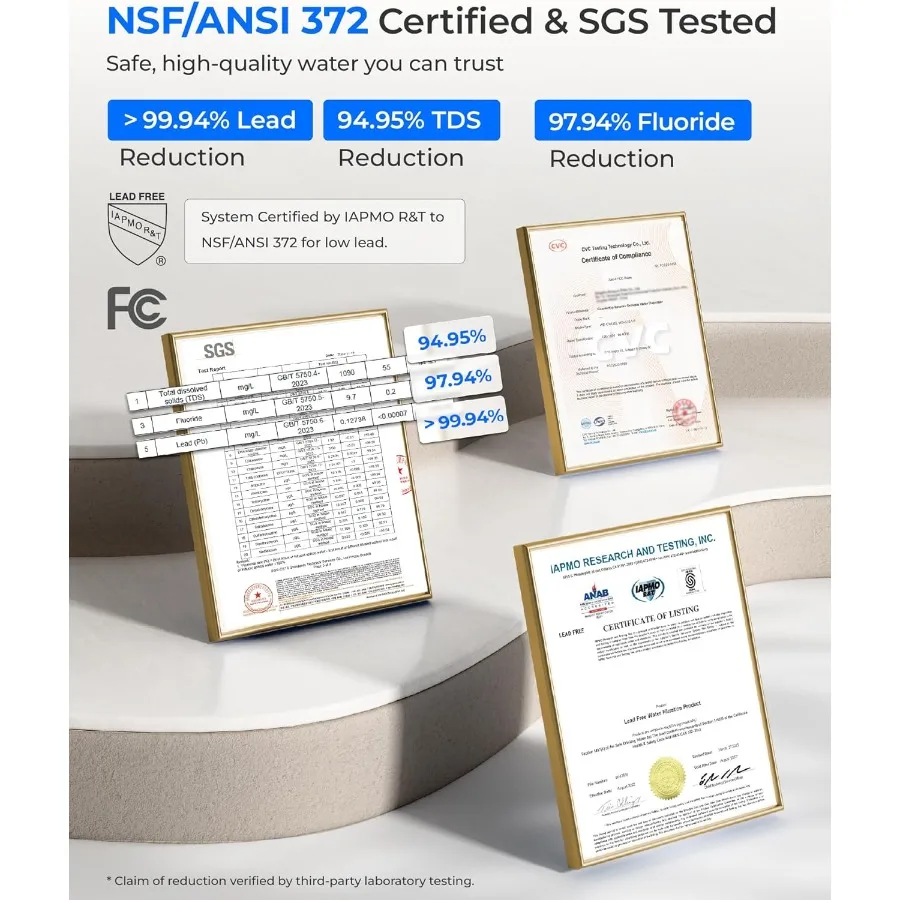 فلتر مياه التناضح العكسي المحمول لسطح المطبخ 6 مراحل NSF/ANSI 58 372 معتمد من مادة BPA يقلل من PFAS باللون الأبيض مع #3