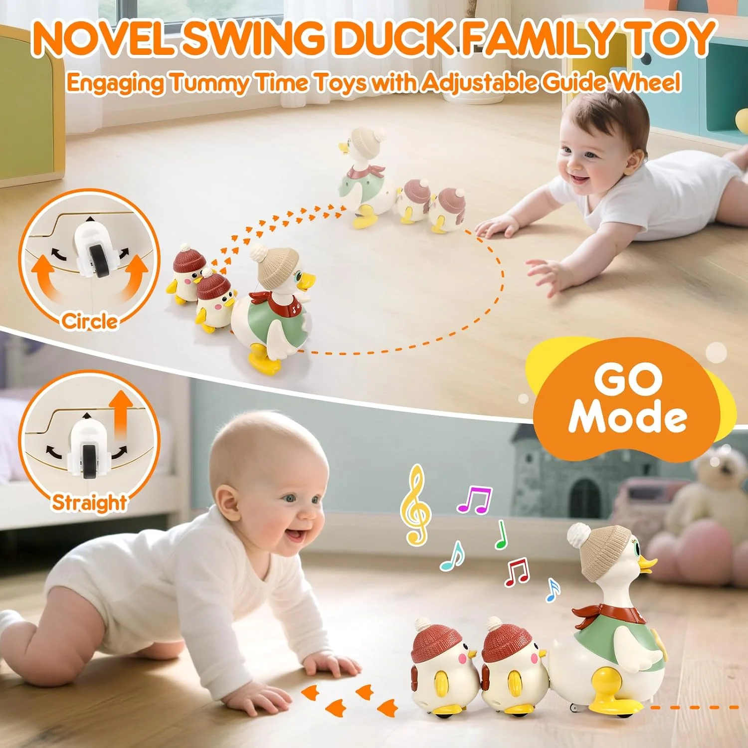 Infant Baby Toys Musical Crawling Duck Toy Early Education Toy Safe and non-toxic for Toddlers Boys Girls