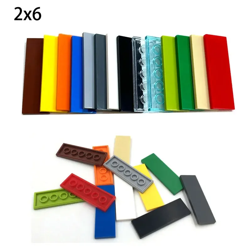 Compatible 69729 DIY Building Blocks Ceramic Tile 2x6 Smooth Figure Bricks Educational Creative Size 2*6 Flat Tile Toys For Kids