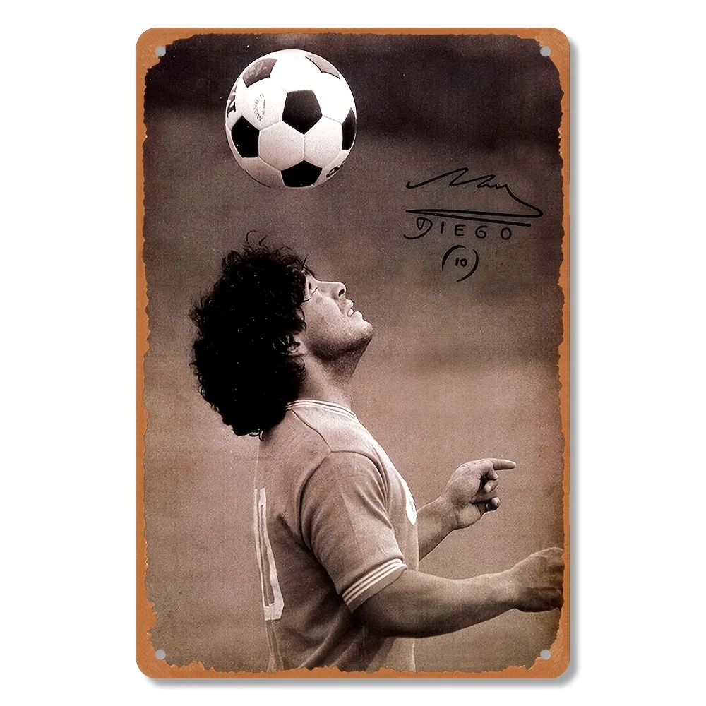 لافتة معدنية عتيقة تتميز دييغو مارادونا - متينة ومقاومة للطقس، مثالية لتزيين المنازل والمكاتب والحانات، #1